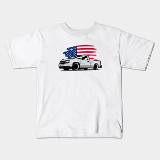 Gray Silverado with USA flag Kids T-Shirt